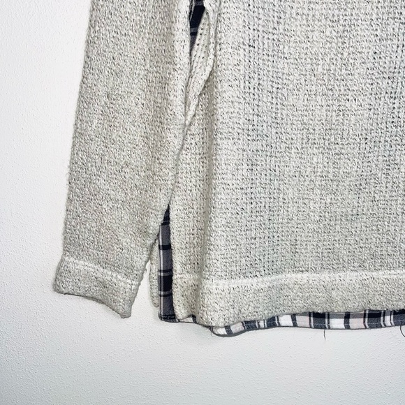 Sanctuary Light Gray Plaid Lined Wool Blend Knit Pullover Sweater Small Women’s - Picture 5 of 12